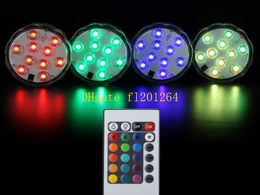 300pcs/lot Free Shipping Remote control 16colors Submersible LED light 10 LED vases base light For Wedding Party Celebration