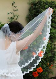 Luxury New Top Quality Best Sale Romantic Elbow White Ivory Lace Applique veil Bridal Head Pieces For Wedding Dresses