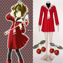 HOT Popular Anime CardCaptor Sakura Cosplay Sakura Cosplay Costume Red Dress For Girl's Cute Pretty Dress