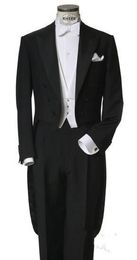 Classique Tailcoat Noir Tuxedos Marié Longue Queue Hommes Costumes De Mariage Marié Meilleur Homme Garçons D'homme De Noce Costumes De Bal De Noce (Veste + Gilet + Pantalon)