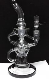 2016 FTK Klein glass bongs Fab klein rig recycler glass water pipes oil rigs Hookahs 14.4mm female joint torus Thick glass good function