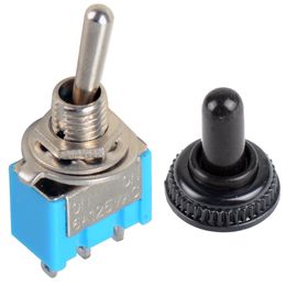 1Pc Blue 3-pin MTS-102 SPDT Miniature Toggle Switches ON-ON Waterproof Cap B00191 BARD