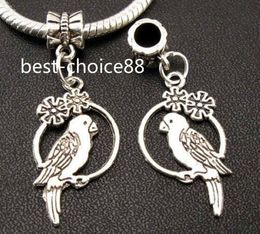 100PCS Tibetan Silver bird Charms Pendant Dangle Beads Fit European Bracelet 38mm