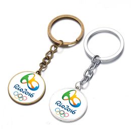 rio games NZ - Key Rings 2016 Brazil Rio Olympic Games big LOGO mark time precious stones key pendant souvenir souvenir promotion