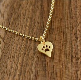 10pc Dog Paw Print Love Heart Pendant Necklace Women Spring Fashion Style Animal Pet Puppy Palm Paw Mark Print Necklace Party Gifts