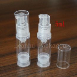 5ml Empty airless pump plastic bottles vacuum pressure emulsion bottle with lotion pump on 5g small travel cosmetic bottles