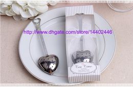 200pcs #FJT345 Practical Heart Shape Stainless Steel Tea Infuser Spoon Strainer Steeper Handle Shower Tea Strainer Tool