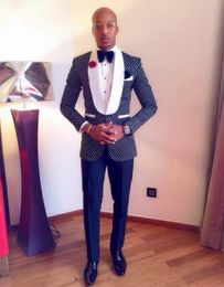 Men's Suits Blazers Brand New Groom Tuxedos Groomsmen Shawl White Lapel Best Man Suit/Bridegroom/Wedding/Prom (Jacket+Pants+Tie+Hankerchief) K633