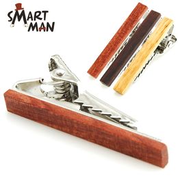 Retro wood necktie Clip 4*0.5cm 3 Styles For Business man Necktie father Tie Clip mens tie clip Christmas gift Free TNT FedEx