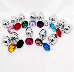 Anal Toys Butt Toy Plug Anal Insert Stainless Metal Steel Plated Jewelled Sexy Stopper #R2