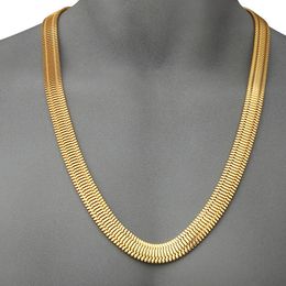 75cm 1.5cm 18K Gold Electroplate Snake bone Chains Mens Necklace Fishbone Chain Hip Hop Jewellery
