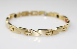 New arrival fashion gold stainless steel healthy magnetic link chain bracelets 4 in 1 bio energy bracelet benefit for men women