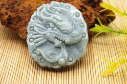 Handmade and carved natural jade auspicious phoenix nine days (amulet). Necklace pendant.