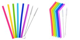 express 6pcs &2 brush Silicone Straws sets 25cm Straight/bent silicone Straw for 900ml mug Environmental silicone straw for kids