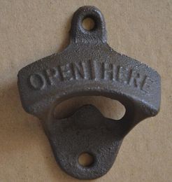 Metal wall mounted bottle opener with two srews