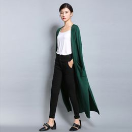 Wholesale- adohon 2017 womens spring Cashmere Cardigans and summer women knitted Long Vneck High Quality Female solid sweaters Open stitch