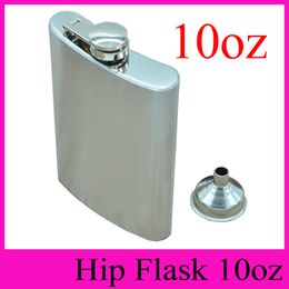 10 oz Stainless Steel Hip Flasks With Funnel Portable Flagon 8 Ounce Hip Flasks Whisky Alcohol Stoup Wine Pot Wholesale Support Logo Customised