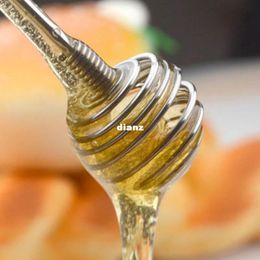 Stainless Steel Honey Spoon Stick Kitchen Honey Stir Bar Swizzle Stick Egg Beater Whisk Mixing Tool