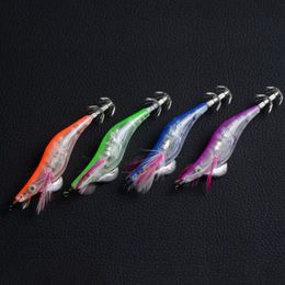 4 Colour 10cm 12g LED Electronic Lure Luminous Squid Jig Night Fishing Wood Shrimp Lure Retail Plastic box packing high quality