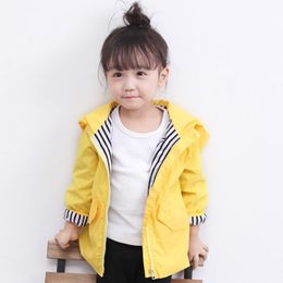 New Baby Coats Autumn Winter Girls Windbreaker Kids Cartoon Yellow Duck Hooded Jacket Boys Coat Long Sleeve Outerwear Children Clothing
