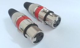 10pcs 3 pin XLR Audio Cable Connector MIC Female Jack RED