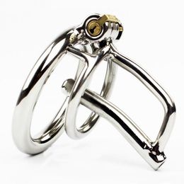 Male Chastity Device Men Bird Lock Metal Belt Chrome Cock Cage #R172