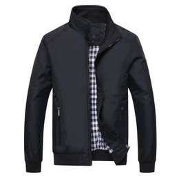 Wholesale- Spring Autumn 2017 Mandarin Collar Men's Business Jackets Solid Waterproof Dress Jackets For Men Bomber Jacket Coat