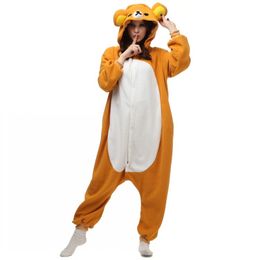 Well Made 2016 NEW Fleece Rilakkuma Kigu Pamas Anime Cosplay Costume Unisex Adult Onesie Sleepwear Cartoon Bear Jumpsuit Free