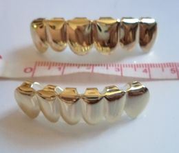 Charms WholesaleGrillz REAL GOLD PLATED HIPHOP TEETH GRILLZ TOP & BOTTOM GRILL SET