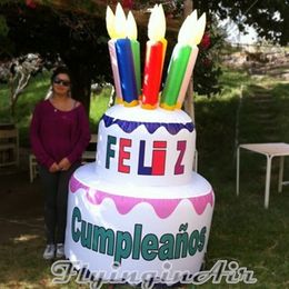 8ft Anniversary Celebration Inflatable Birthday Cake with Candles for Birthday Party Decoration