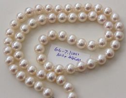 7-8mm Beaded Necklaces Natural White Pearl Necklace 17.5inch 925 Silver Clasp