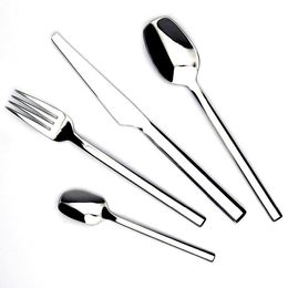 JK Home 24Pcs/Lot Flatware Sets Stainless Steel Cutlery Set Mirror Polished Silver Tableware Knife Fork Spoon Dinnerware Sets