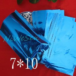 7x10cm blue Aluminium plating tea bag packing flag bag-200pcs X top open aluminized mylar food storage plain pouch