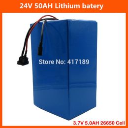 24V ebike battery 1000W 24V Lithium battery 24V 50AH Electric Bike battery 3.7V 5.0AH 26650 Cell with 50A BMS 29.4V 5A Charger