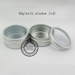 New-New 40g cream aluminum containers, aluminum jar with window lid ,metal bottle 40g 100pc/lot