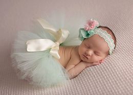 2016 New baby Girls Lace Flower headbands + Tutu Skirts Angel Babies set handmade Newborn flowers children photography Props A5768