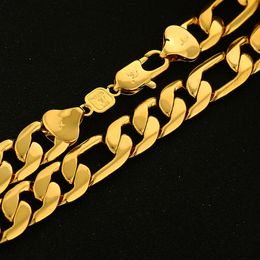 Massive Mens Figaro 24k Yellow Gold Filled Mens Necklace Chain