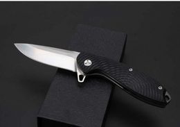 Drop shipping Black D2 Steel Flipper Folding knife 59HRC Satin Blade G10&Steel Handle Outdoor Survival Folding Blade knife Knives DHL