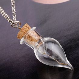 Cute Handmade Glass Bottle Dandelion Pendant Necklaces With Chain For Women Men Lover Party Club Lucky Jewellery