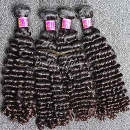 4pcs lot natural black color wavy deep wave hair bundles 9a indian human hair extension free bella hair