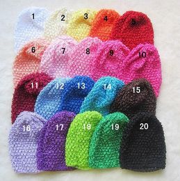 100pcs Colorful Baby 6" Crochet Beanie Hats Infant Handmade Knit Waffle hat String Wheat Caps Newborn cap 21colors MZ9101