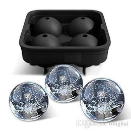 freezer black UK - Silicone Whiskey Ice Ball Maker Mold Round Bar Black Flexible Freezer Tray H2010224