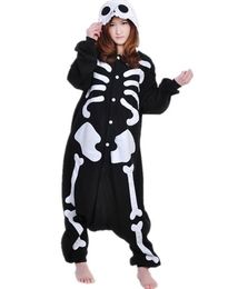 Winter New Sleepsuit Adult Cartoon Skeleton Skull Onesie Unisex Pyjamas Cosplay Costumes Sleepwear Cartoon Jumpsuit All In One Halloween