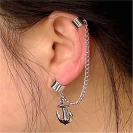 2017 New Hot Specials Style Textured Silver Tassels Anchor Pierced Ear Clip Mash No Ear Bone Clip Ear Hanging