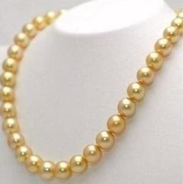 Beautiful 10-11mm natural south seas gold pearl necklace 18inch 14k gold clasp