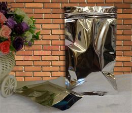 16x24cm 100pcs silver Aluminium plating waterproof bag repeatable seal zippered food bag coffee bean moistureproof bag