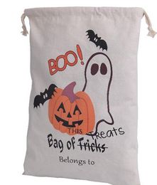 Halloween Cotton Canvas Sack Children Favour Candy cloth Gift Bag Pumpkin Spider treat or trick Drawstring Bag Party Cosplay festive supplies