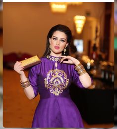 Embroidery Purple Evening Dresses arabic kaftan dresses Half Long Sleeve Party Dress dubai kaftan High Neck Arabic Long Formal Evening Gowns