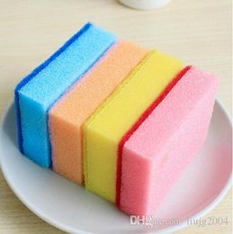 -Hogares de la novedad Herramientas de limpieza Cepillo de limpieza colorido para el plato 10 PCS / Lote Pot Kitchen Magic Sponge Brush Envío gratis