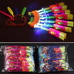 Children Led Lighting Flying Toys Creative Adult Novelty Rubber Band Magic Slingshot Arrow Luminous Helicopter Toys Kids XMAS Gifts HH-T26